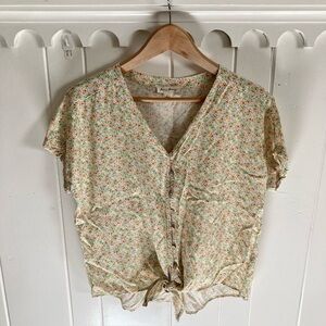 Jane and Delancey / Floral Tie-Front Blouse